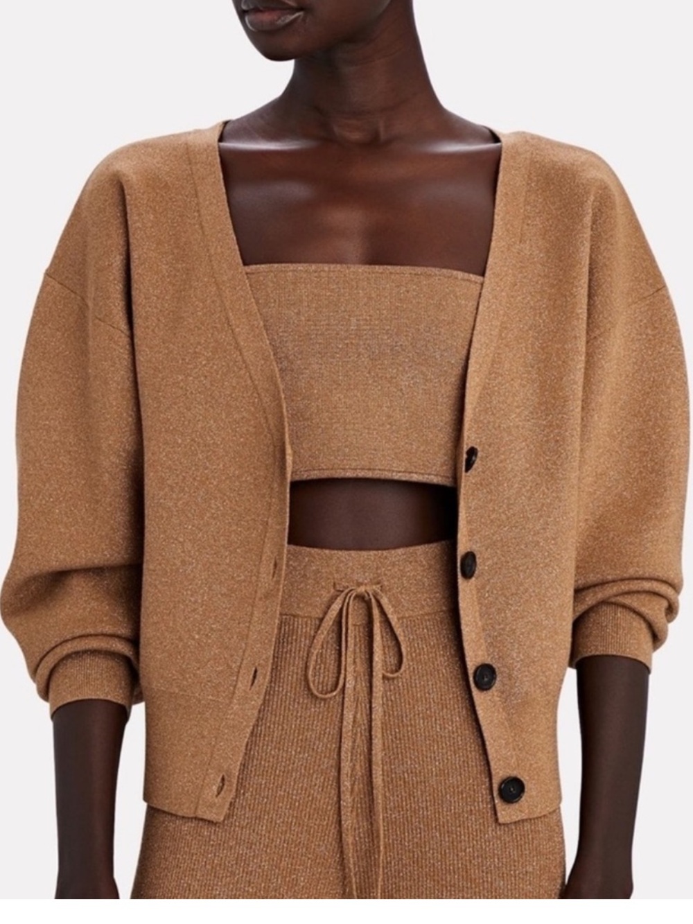 A.L.C two Piece Knit Lurex Set - Copper Tan S